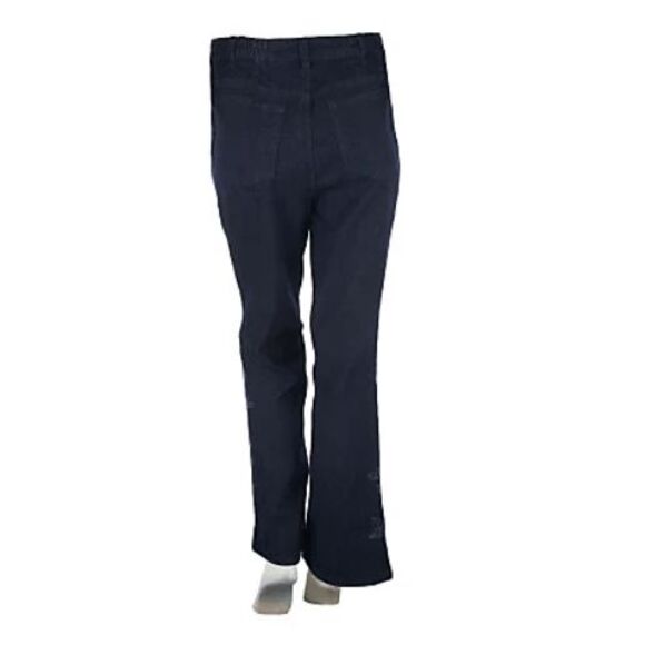 Denim & Co Womens 3X Classic Waist Boot Cut Jeans Indigo Embroidery Detail NWT - Picture 3 of 6